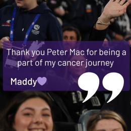 This is why it matters 💜 Support the Peter Mac Cup this year and join us in making a difference to the lives of people impacted by cancer. Rivals on the field. United against cancer. Give now and help accelerate vital cancer research - link in bio