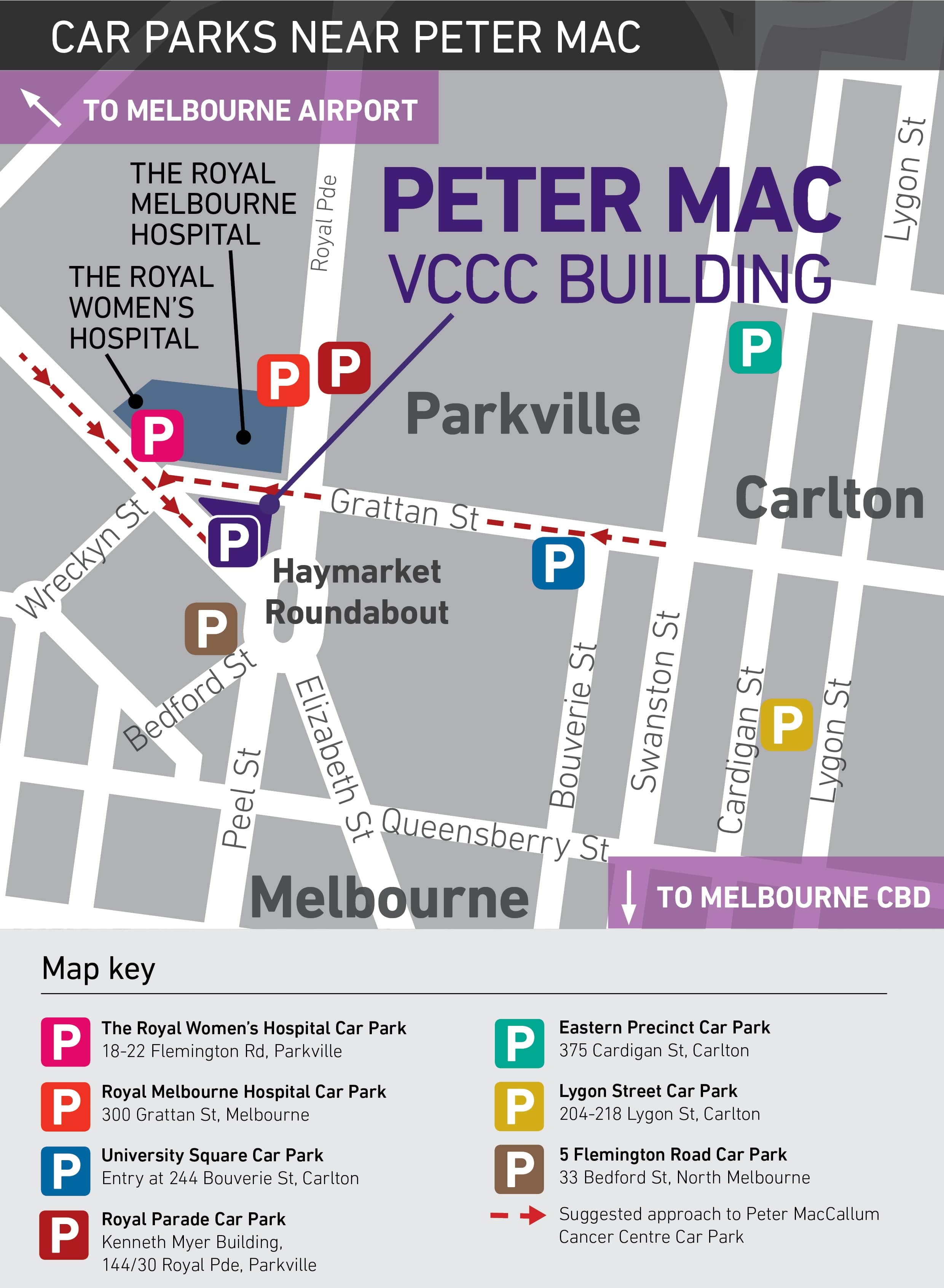 Peter Mac Parking Map